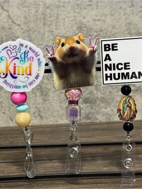Cute and Kind Badge Reel trio - Retractable ID Holder